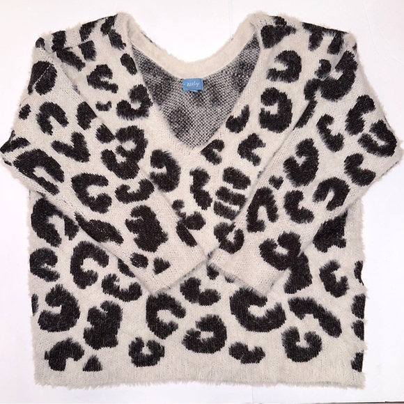 Neely Sweater Leopard Print XS (fits like s/m) from Nordstrom Double V Neck - Picture 1 of 7